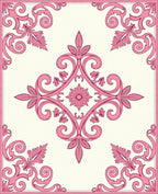 Rosy Pink Victorian Scroll Medallion Rug