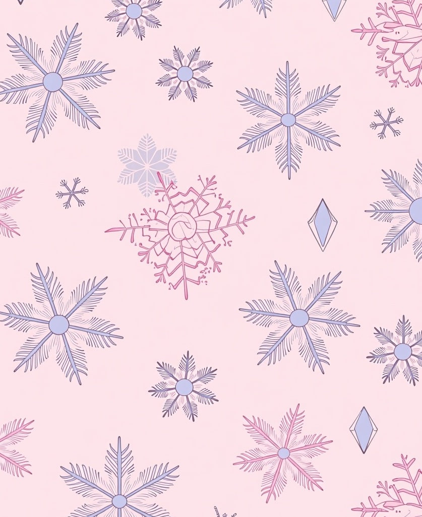 Whimsical Pink Lavender Snowflake Scatter Rug