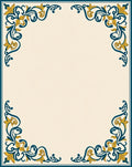 Ornate Teal Golden Filigree Corner Rug