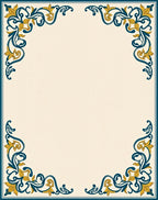Ornate Teal Golden Filigree Corner Rug