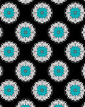 Black Turquoise Floral Medallion Rug
