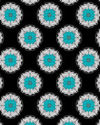 Black Turquoise Floral Medallion Rug