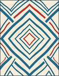 Crimson Blue Diamond Chevron Stripe Rug