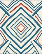 Crimson Blue Diamond Chevron Stripe Rug