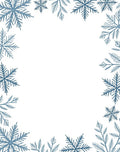 Winter Blue Snowflake Border Frame Rug