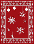 Crimson White Snowflake Holiday Ornaments Rug
