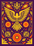 Golden Phoenix Sun Blossom Aubergine Rug