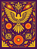 Golden Phoenix Sun Blossom Aubergine Rug