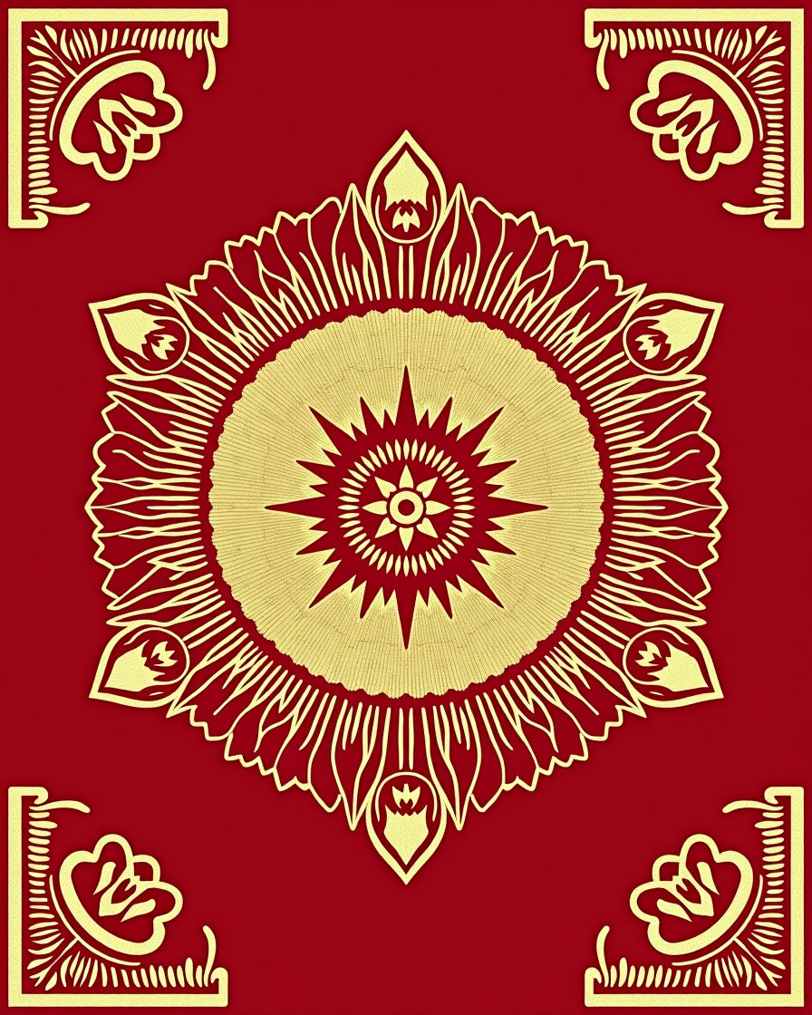 Crimson Gold Radial Medallion Rug