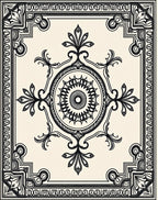 Monochromatic Floral Scroll Medallion Rug