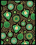 Bold Green Leaf Medallion Black Rug