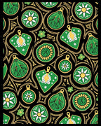 Bold Green Leaf Medallion Black Rug