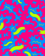 Vibrant Neon Ribbon Splatter Abstract Rug
