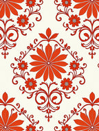 Crimson Floral Scroll Medallion Rug