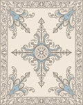 Antique Blue Inlay Scrollwork Centerpiece Rug