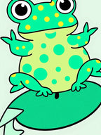 Playful Green Polka Dot Frog Rug