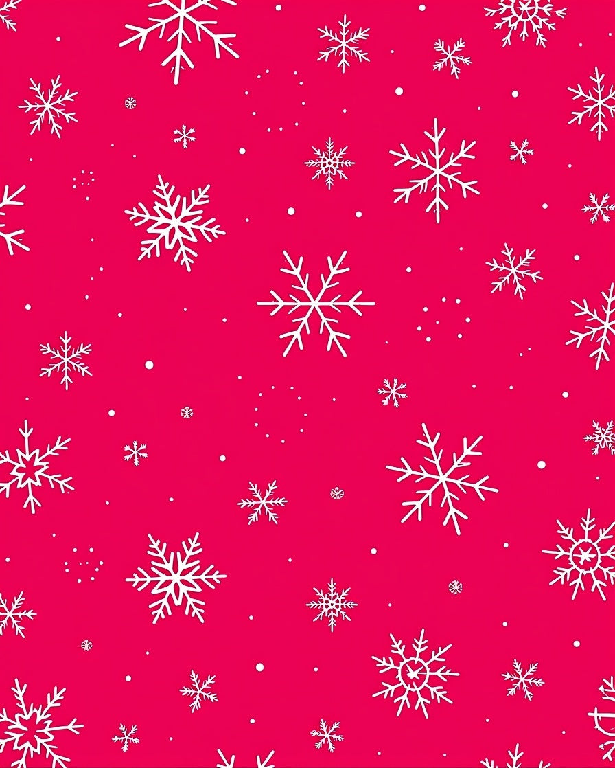 Crimson White Snowflakes Falling Fabric Rug