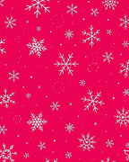 Crimson White Snowflakes Falling Fabric Rug