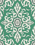 Teal Ivory Baroque Floral Medallion Rug