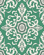Teal Ivory Baroque Floral Medallion Rug
