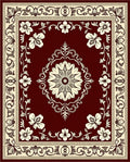 Rich Burgundy Floral Medallion Border Rug