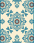 Blue Crimson Floral Medallion Rug