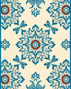 Blue Crimson Floral Medallion Rug