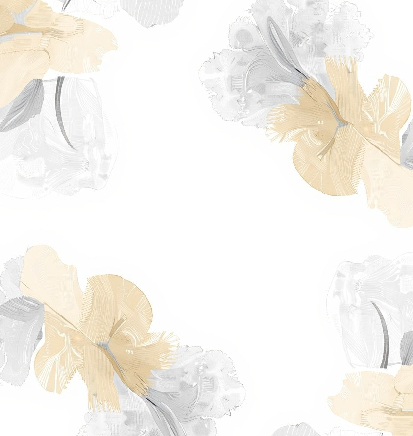 Soft Gold Cream Feathered Abstract Rug