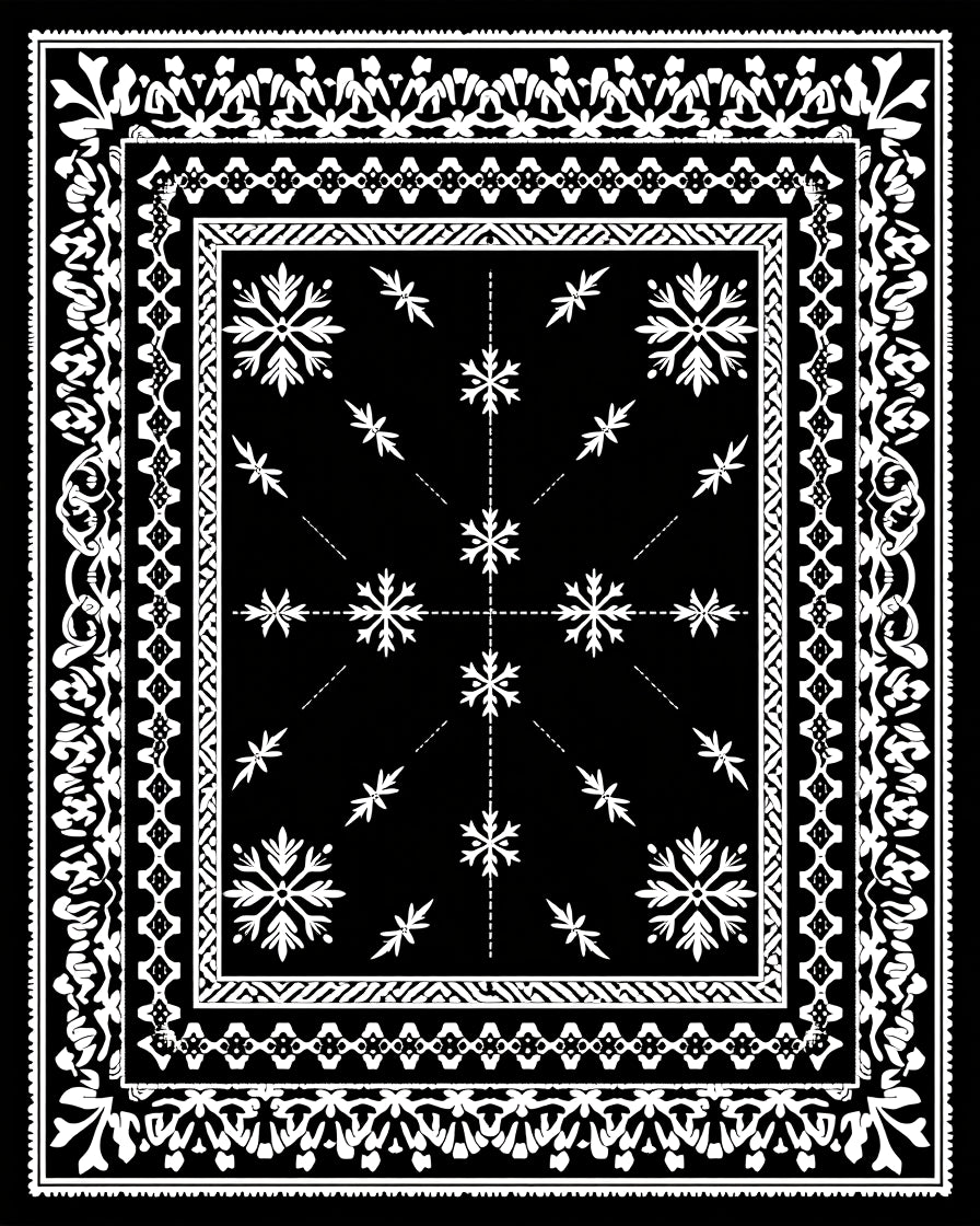 Black and White Snowflake Medallion Rug