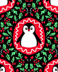 Cute Penguin Holly Border Rug