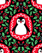 Cute Penguin Holly Border Rug