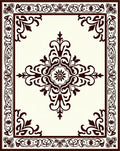 Dark Brown Floral Scroll Medallion Rug