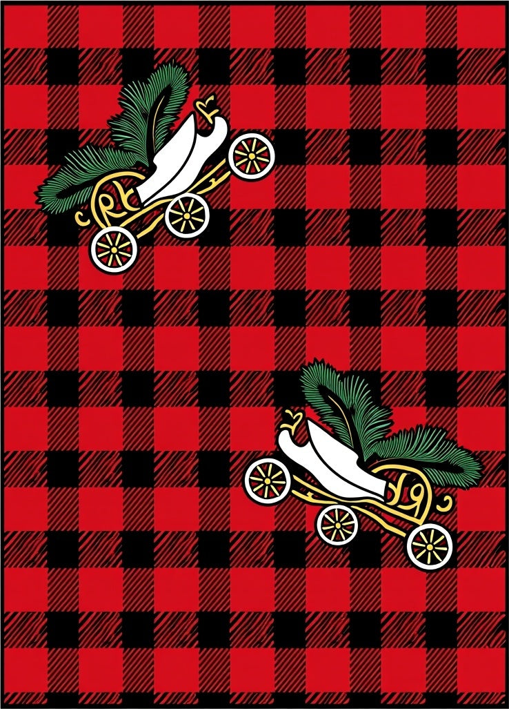 Red Black Buffalo Carriage Christmas Rug