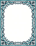Teal Blue Floral Scroll Frame Rug