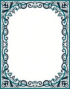 Teal Blue Floral Scroll Frame Rug