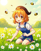 Sunny Meadow Daisy Field With Bees Rug