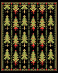 Green Pine Trees Red Accents Border Rug