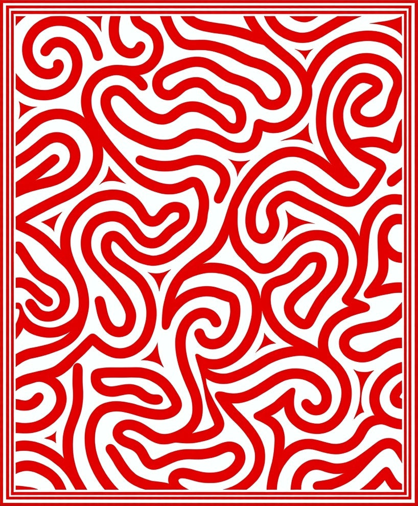 Fiery Red Labyrinth Curves Rug