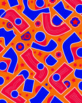 Retro Orange Blue Red Abstract Shapes Rug