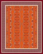 Vibrant Orange Medallion Border Rug