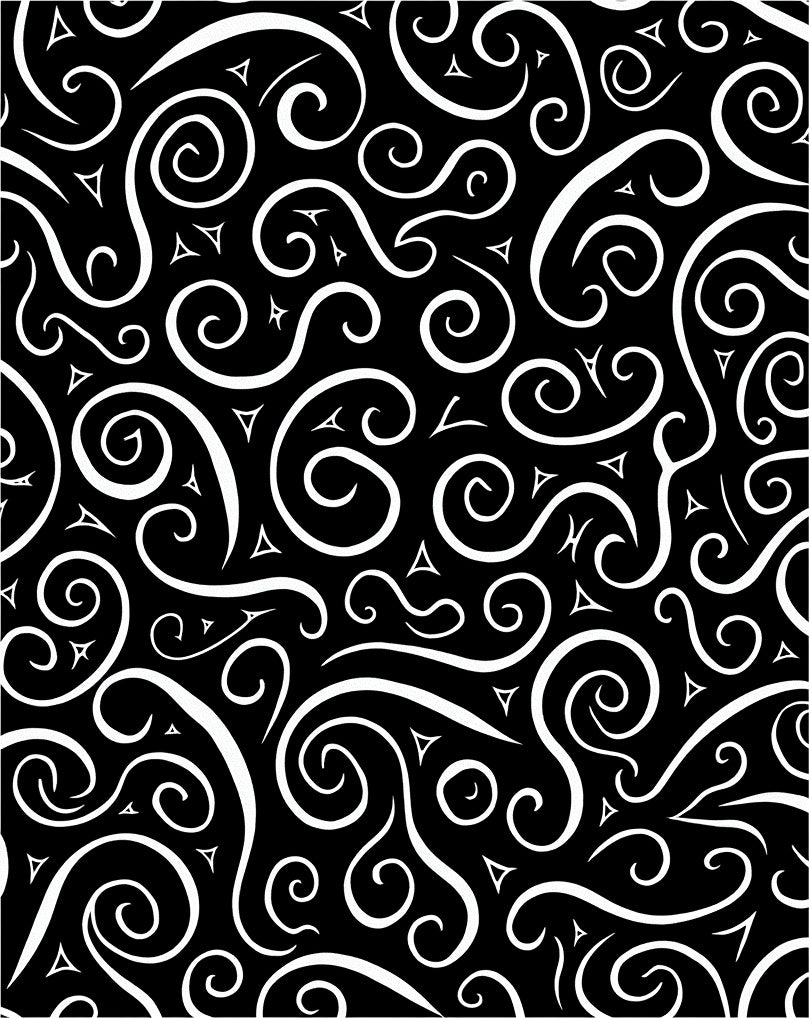 Classic Black White Swirls Rug