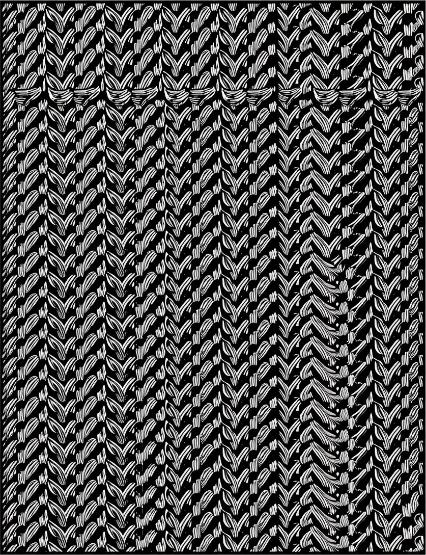 Monochrome Textured Leaf Vertical Motif Rug