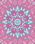 Pink Aqua Starburst Floral Medallion Rug