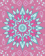 Pink Aqua Starburst Floral Medallion Rug
