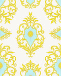 Golden Blue Floral Damask Medallion Rug