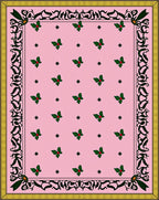 Pink Holly Berry Botanical Border Rug