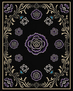 Dark Purple Floral Garden Cream Border Rug