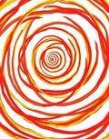 Vibrant Red Yellow Swirl Spiral Rug