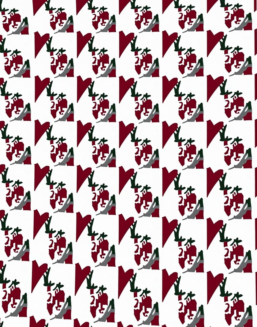 Crimson White Abstract Geometric Rug