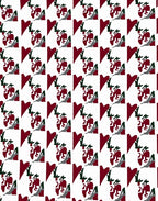 Crimson White Abstract Geometric Rug